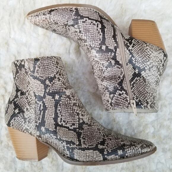 Snake Print Zip Ankle Boots Lulus x Matisse Spirit Size 7.5 Tan Synthetic Bootie - Picture 13 of 14
